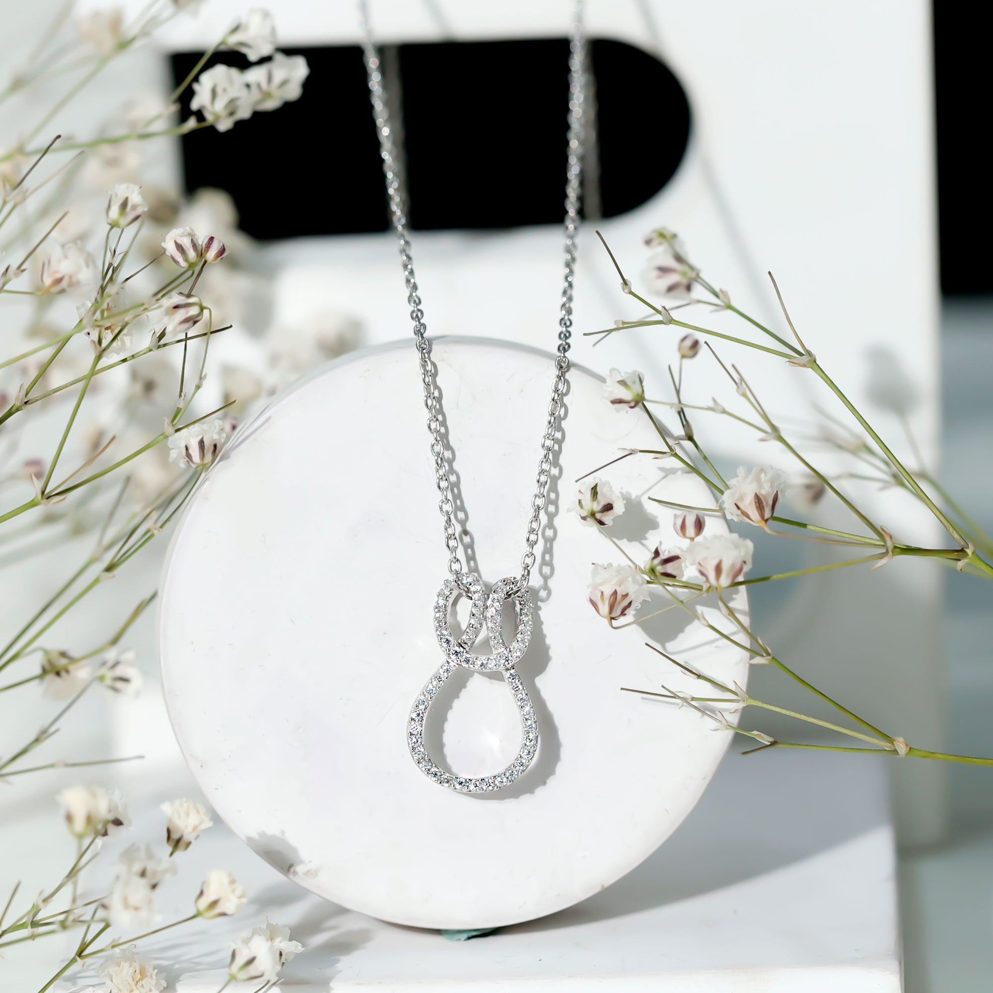 Classic Moissanite Twisted Infinity Pendant Necklace D-VS1 - Rosec Jewels