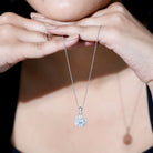 Round Moissanite Classic Halo Pendant Necklace D-VS1 - Rosec Jewels