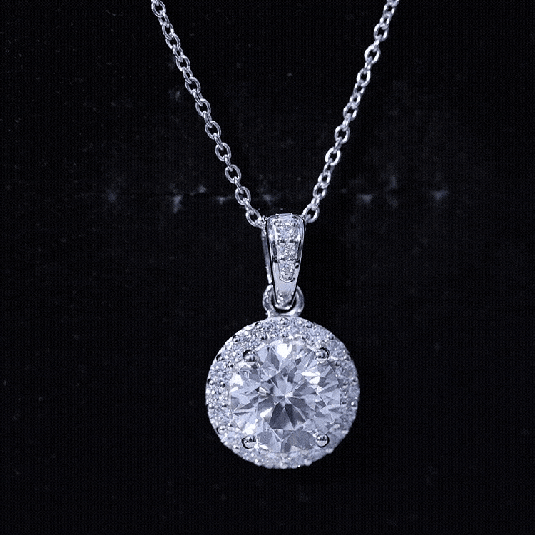 Round Cubic Zirconia Classic Halo Pendant AAAAA - Rosec Jewels