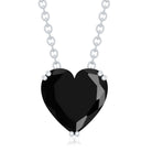 8MM Heart Shape Black Spinel Solitaire Necklace in Double Prong Setting AAA - Rosec Jewels