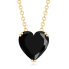 8MM Heart Shape Black Spinel Solitaire Necklace in Double Prong Setting AAA - Rosec Jewels