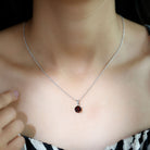 2.3 Carat Round Cut Garnet Solitaire Necklace with Rabbit Ear Bail AAA - Rosec Jewels