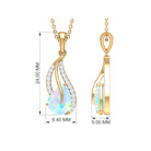 Pear Shaped Ethiopian Opal and Diamond Leaf Pendant Necklace Ethiopian Opal - ( AAA ) - Quality - Rosec Jewels