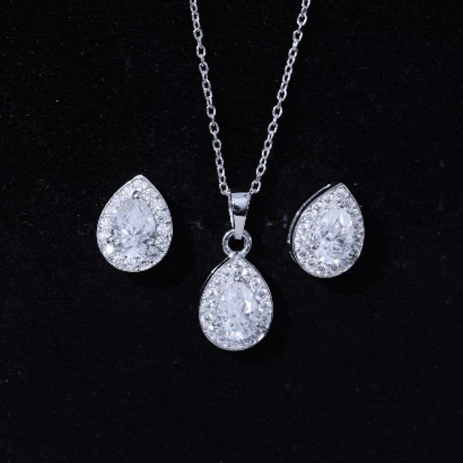 Certified Moissanite Teardrop Jewelry Set D-VS1 - Rosec Jewels