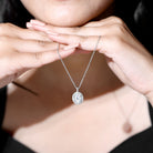 Oval Simulated Diamond Cocktail Halo Pendant AAAAA - Rosec Jewels