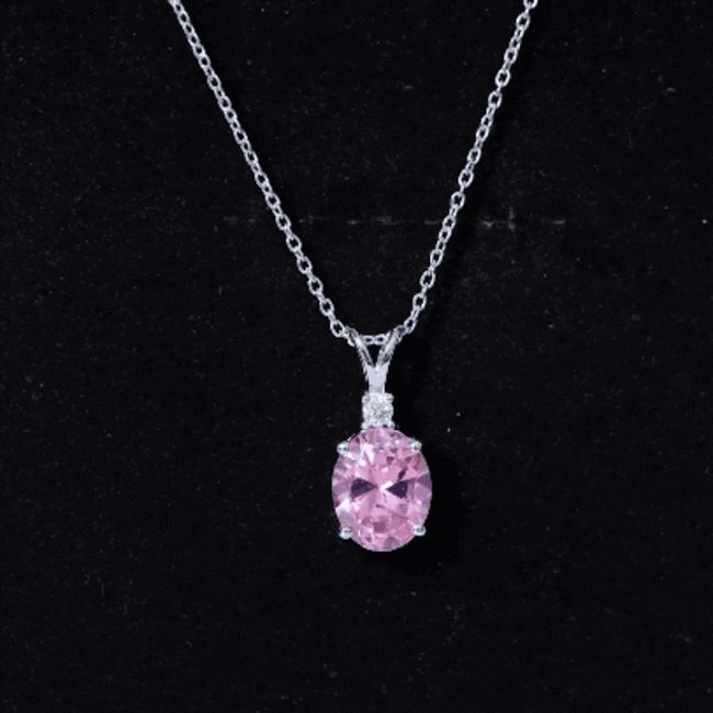 4 Carat Lab Created Pink Sapphire Oval Necklace AAAA - Rosec Jewels