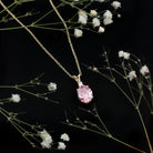 4 Carat Lab Created Pink Sapphire Oval Necklace AAAA - Rosec Jewels