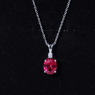 4 Carat Lab Created Ruby Bridal Necklace with Chain AAAA - Rosec Jewels