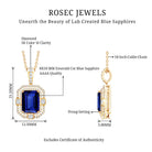 2.7 Carat Emerald Cut Lab Created Blue Sapphire Vintage Necklace with Diamond AAAA - Rosec Jewels