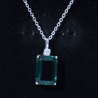 Certified 8.2 Carat Lab Grown Emerald Cocktail Necklace with Diamond AAAA - Rosec Jewels