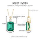 Certified 8.2 Carat Lab Grown Emerald Cocktail Necklace with Diamond AAAA - Rosec Jewels
