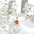3.3 Carat Lab Created Orange Sapphire Teardrop Necklace with Diamond AAAA - Rosec Jewels