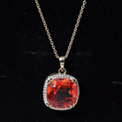 9 Carat Lab Created Orange Sapphire Diamond Statement Necklace For Women AAAA - Rosec Jewels