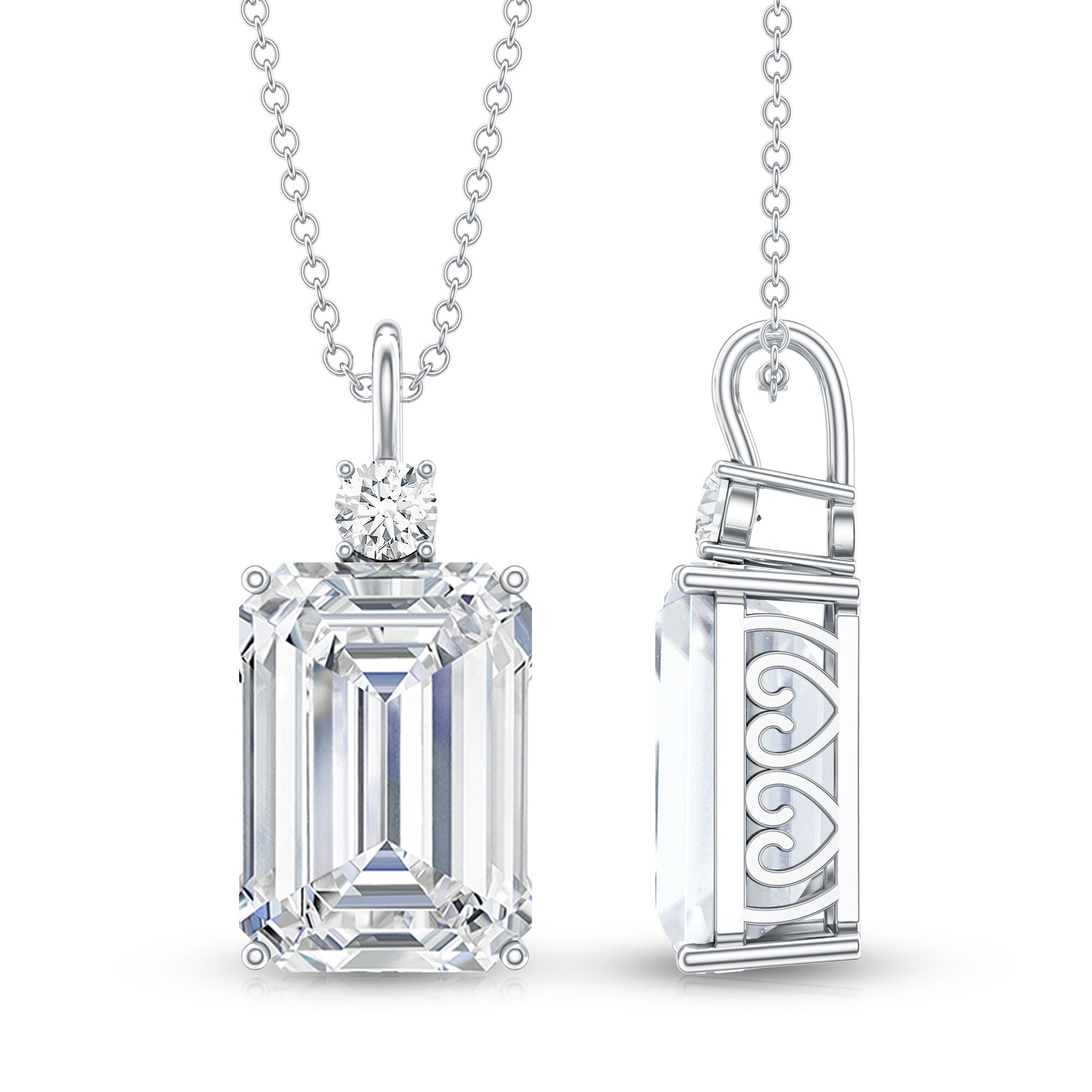 Certified 4.5 Carat Emerald Cut Moissanite Pendant for Women D-VS1 - Rosec Jewels