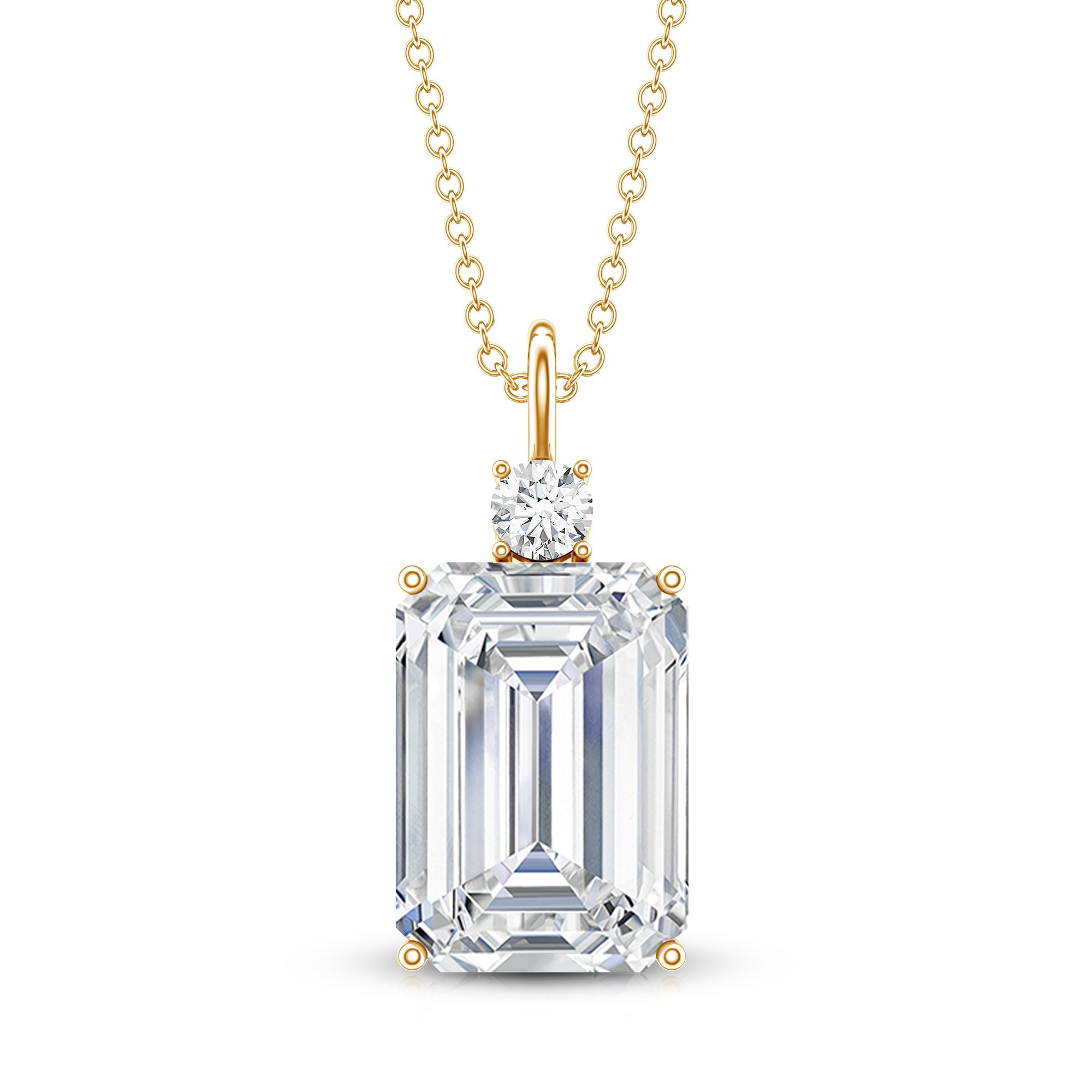 Certified 4.5 Carat Emerald Cut Moissanite Pendant for Women D-VS1 - Rosec Jewels