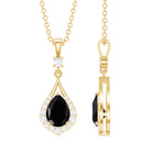 Rosec Jewels-Certified Black and White Diamond Teardrop Necklace With Chain
