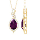 Rosec Jewels-Pear Shaped Rhodolite Diamond Wedding Necklace for Bride