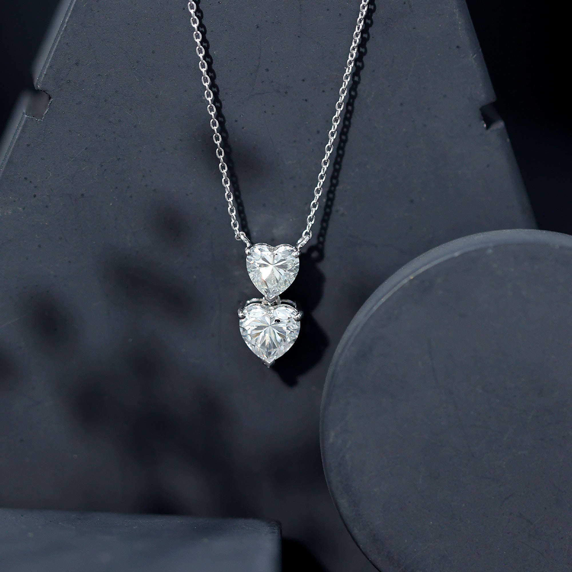Rosec Jewels-Certified Lab Grown Diamond Double Heart Promise Necklace