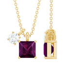 Rosec Jewels-Birthstone Charm Necklace With Rhodolite Garnet and Moissanite