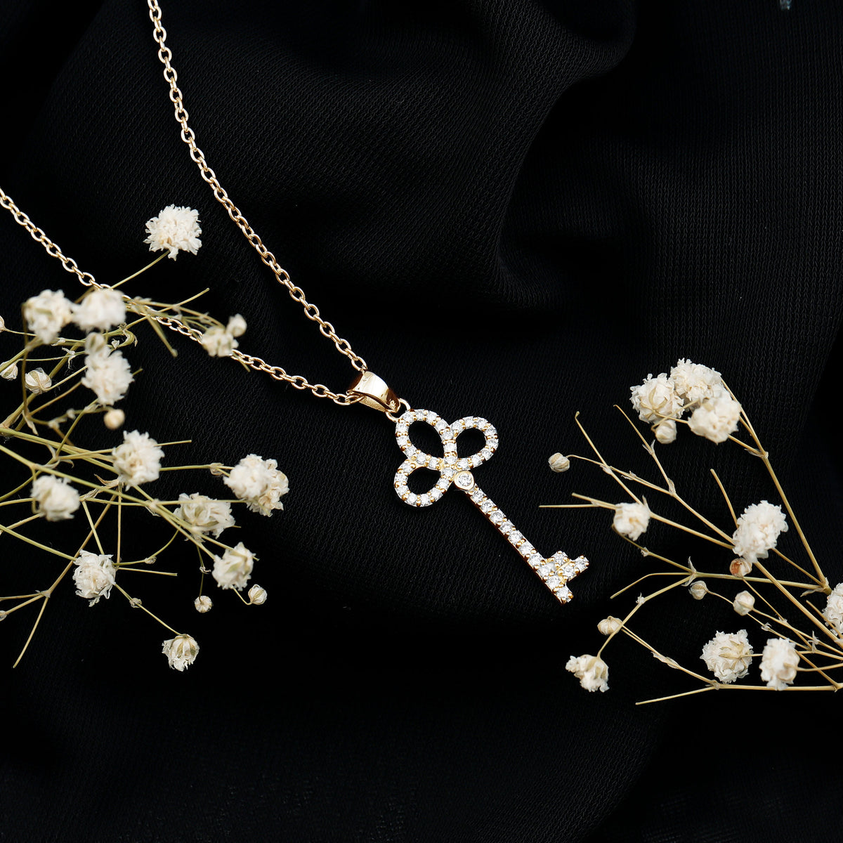 Certified Lab Created Diamond Key To My Heart Necklace Lab - ( EF-VS ) - Rosec Jewels