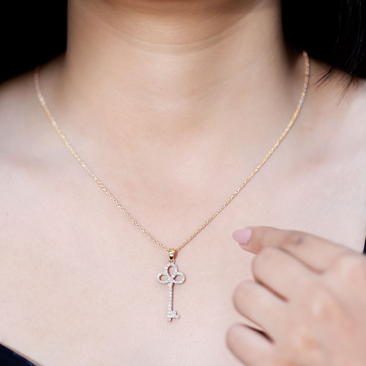 Certified Lab Created Diamond Key To My Heart Necklace Lab - ( EF-VS ) - Rosec Jewels