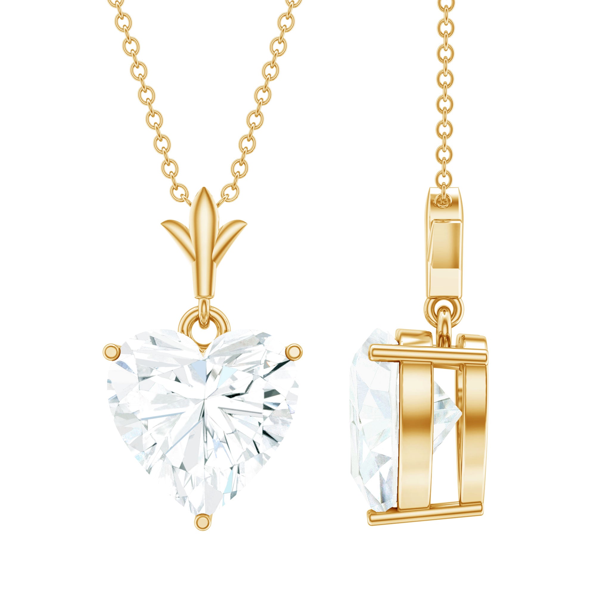 Certified 10 MM Moissanite Solitaire Heart Necklace for Her