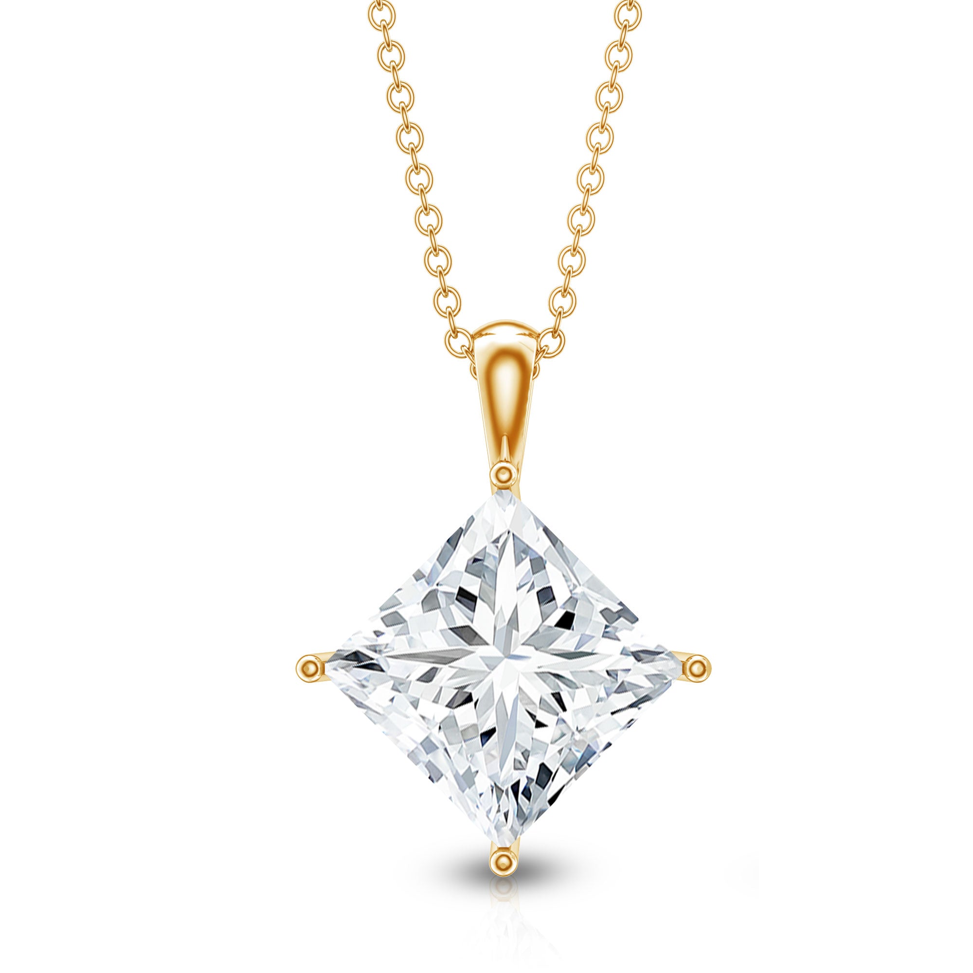 Rosec Jewels-5 Carat Lab Grown Diamond Princess Cut Solitaire Necklace IGI Certified