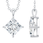 3 Carat Solitaire Lab Grown Diamond Princess Cut Necklace with IGI Certificate Lab - ( E-VS1 ) - Rosec Jewels