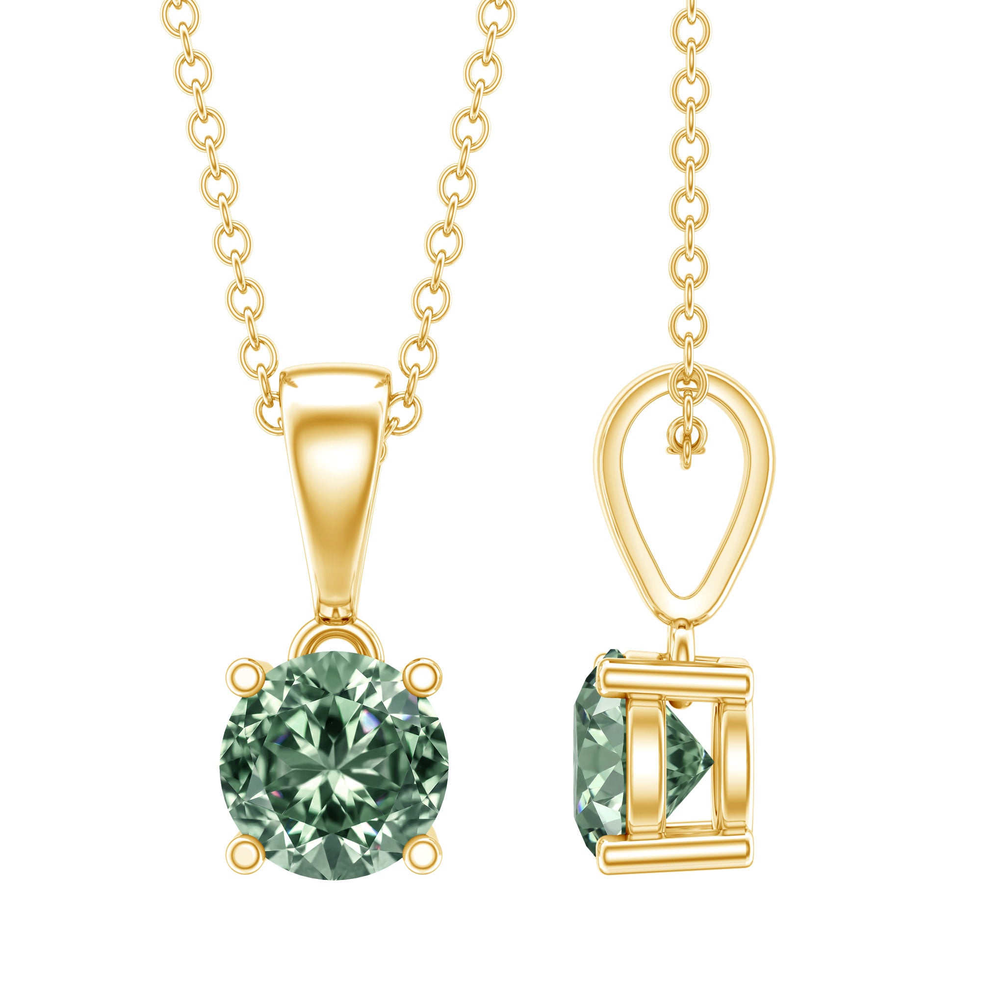 1 Carat Lab Created Vivid Green Diamond Solitaire Pendant with IGI Certificate Vivid Green - VS1 - Rosec Jewels