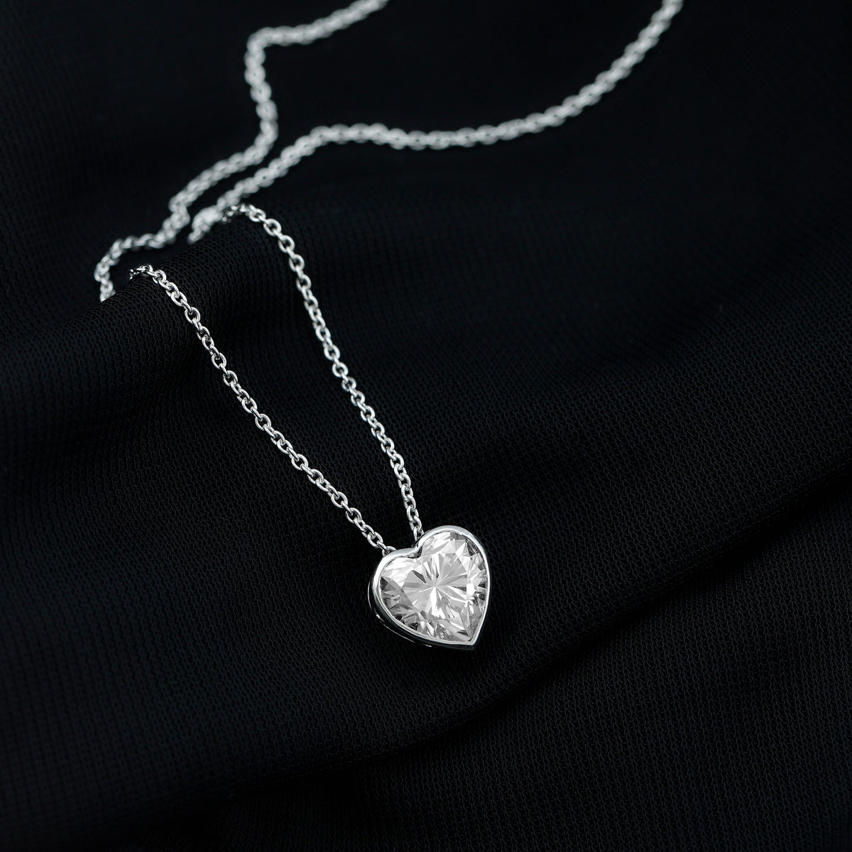 Rosec Jewels-Bezel Set 2 Carat Lab Grown Diamond Heart Necklace with IGI Certificate