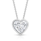 Rosec Jewels-Bezel Set 3 Carat Lab Grown Diamond Heart Necklace with IGI Certificate