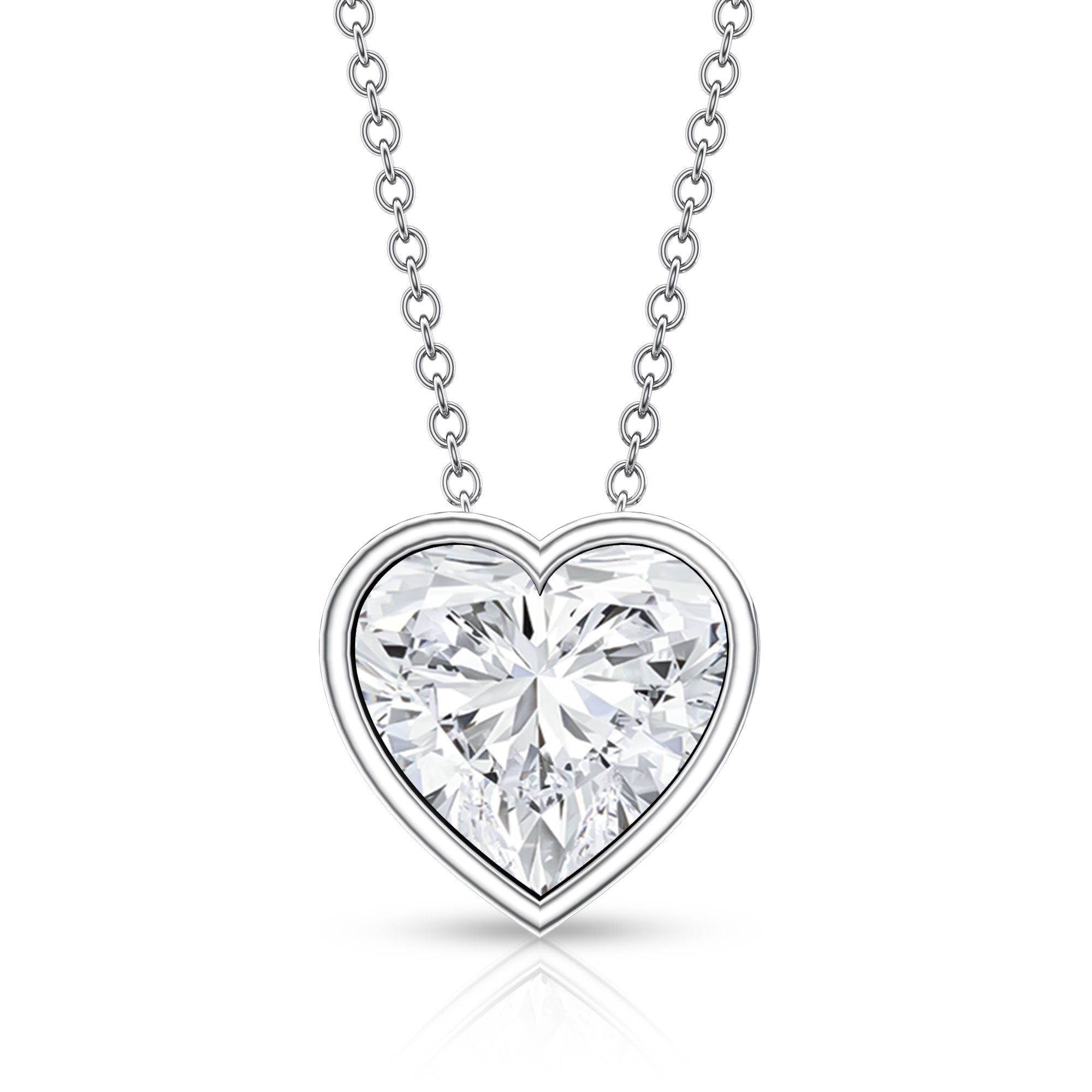 Rosec Jewels-Bezel Set 3 Carat Lab Grown Diamond Heart Necklace with IGI Certificate