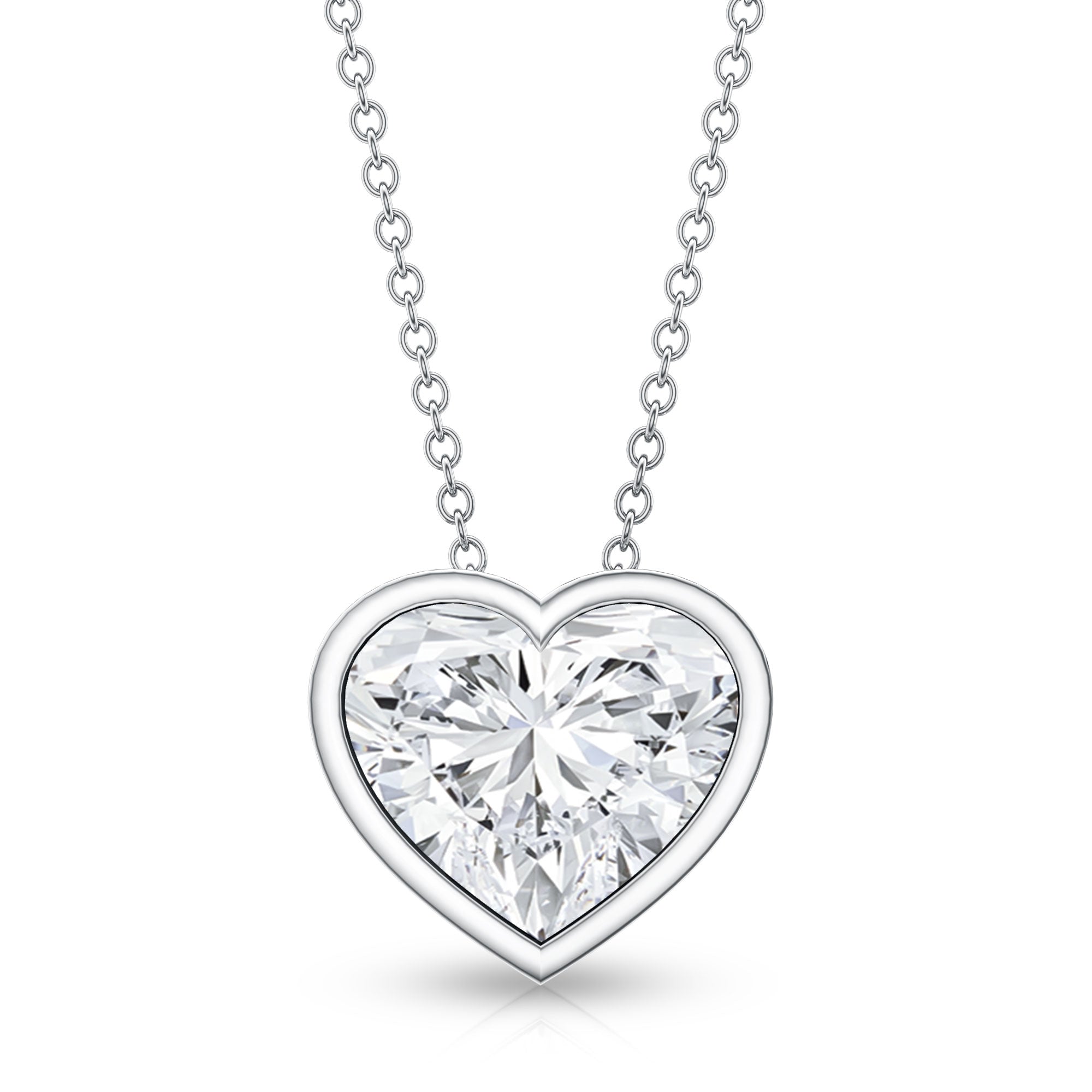 Rosec Jewels-IGI Certified Lab Grown Solitaire Diamond Heart Necklace 4 Carat