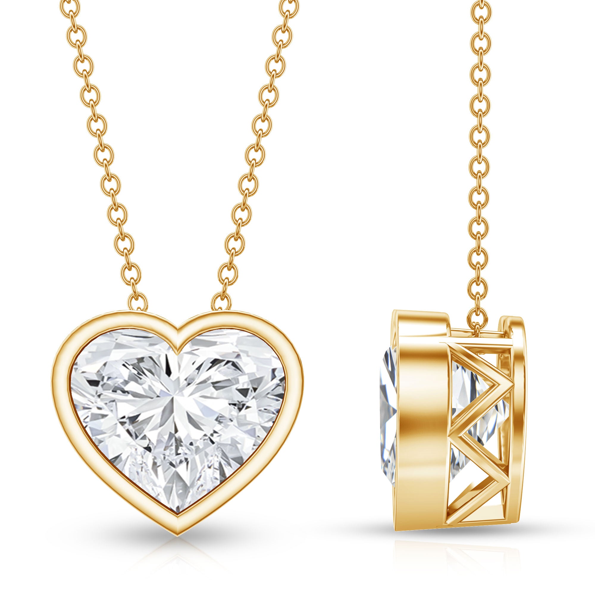 Rosec Jewels-IGI Certified Lab Grown Solitaire Diamond Heart Necklace 4 Carat