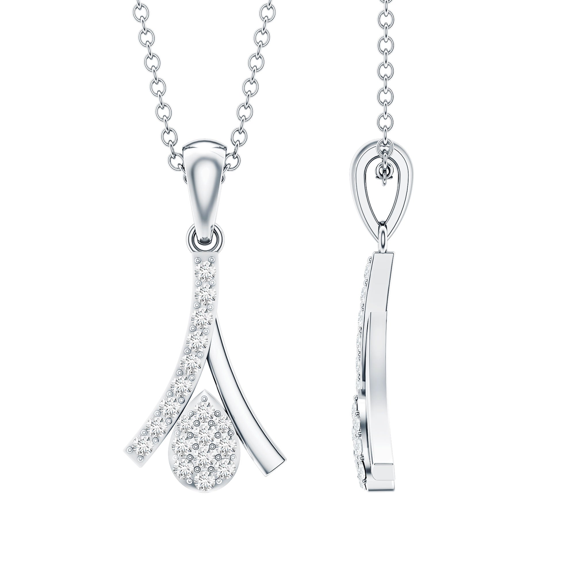 Certified Round Cut Diamond Cluster Necklace Natural - ( HI-SI ) - Rosec Jewels