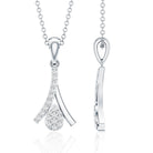 Certified Round Cut Diamond Cluster Necklace Natural - ( HI-SI ) - Rosec Jewels