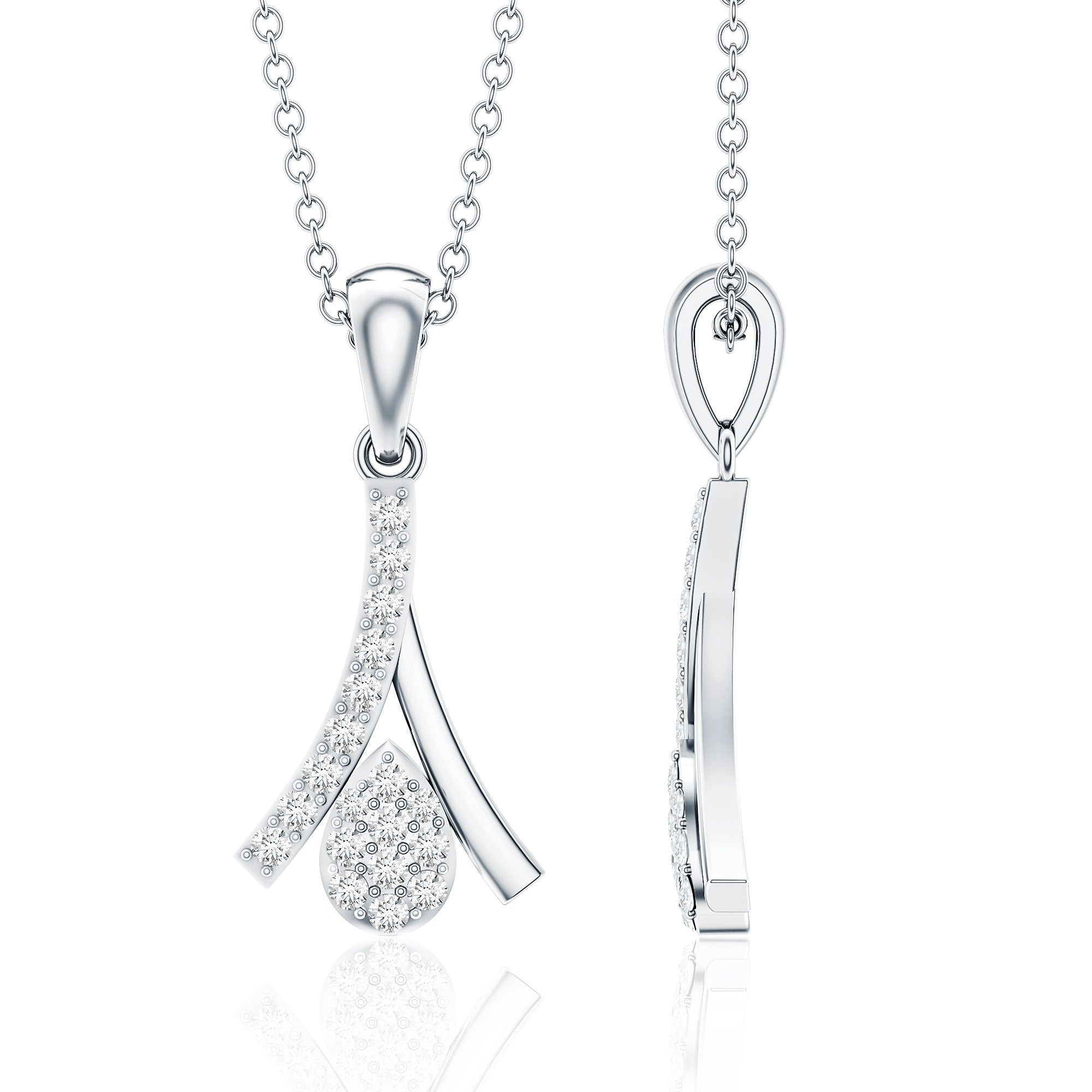 Certified Round Cut Diamond Cluster Necklace Natural - ( HI-SI ) - Rosec Jewels