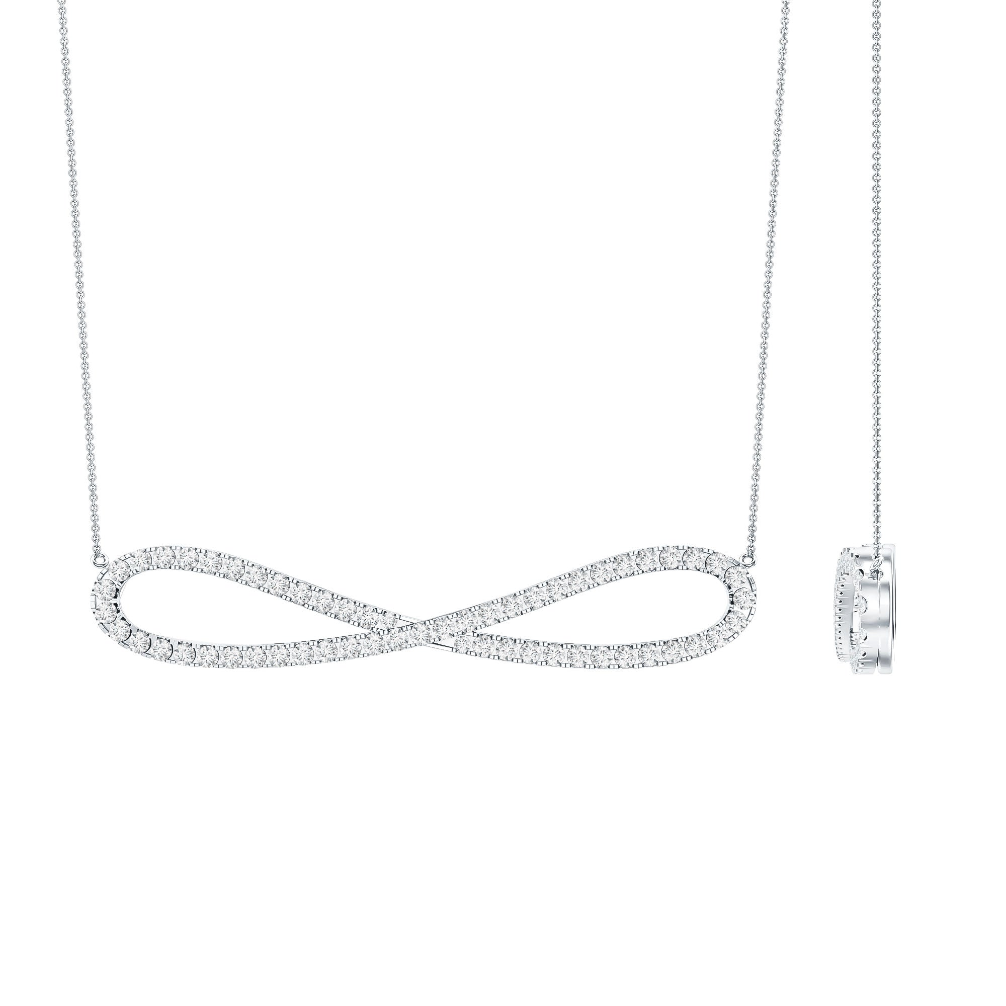 Pave Set Moissanite Infinity Necklace with Certificate D-VS1 - Rosec Jewels