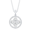 Simple Moissanite Flower Pendant with Halo D-VS1 - Rosec Jewels