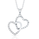 Certified Moissanite Twin Heart Pendant Necklace D-VS1 - Rosec Jewels