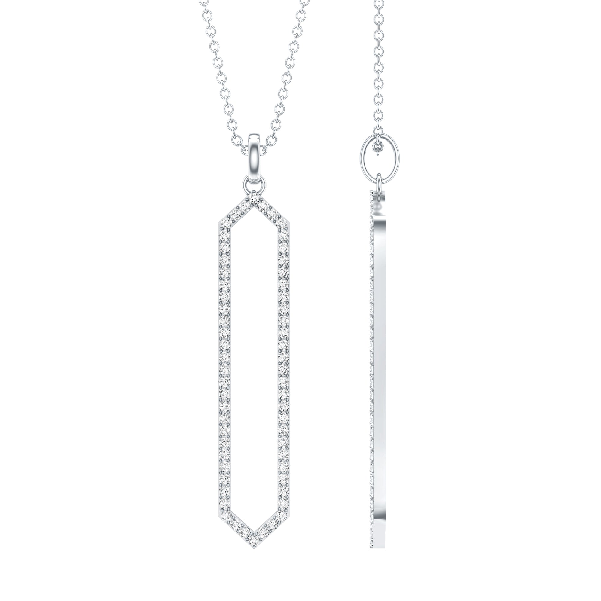 Elongated Hexagonal Moissanite Pendant Necklace with Certificate D-VS1 - Rosec Jewels