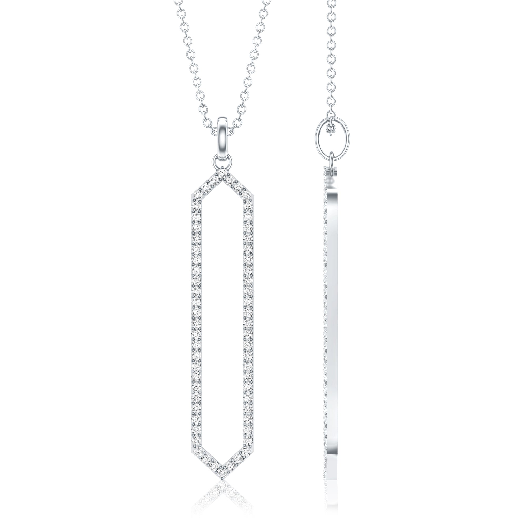 Elongated Hexagonal Moissanite Pendant Necklace with Certificate D-VS1 - Rosec Jewels