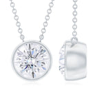 2 CT Certified Moissanite Solitaire Necklace in Bezel Setting Moissanite - ( D-VS1 ) - Color and Clarity - Rosec Jewels