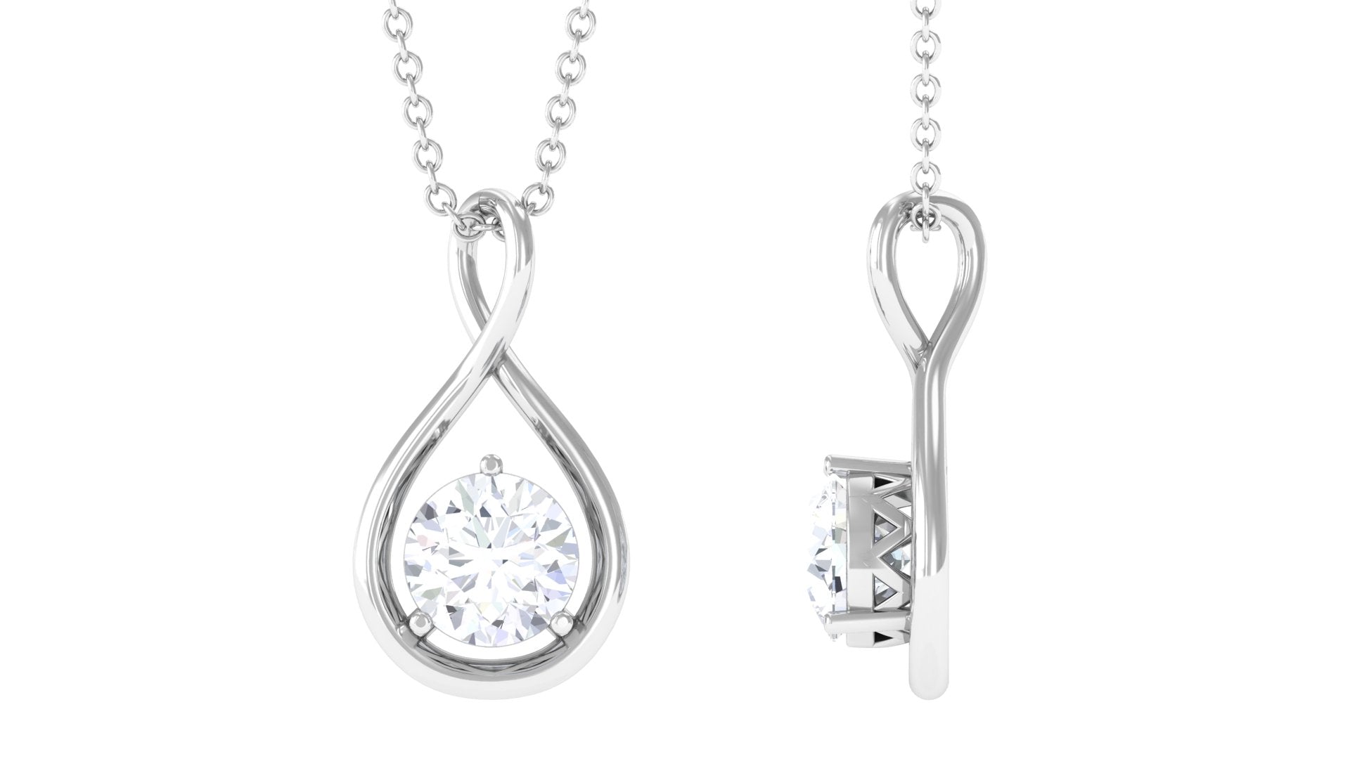 Certified Moissanite Solitaire Infinity Pendant