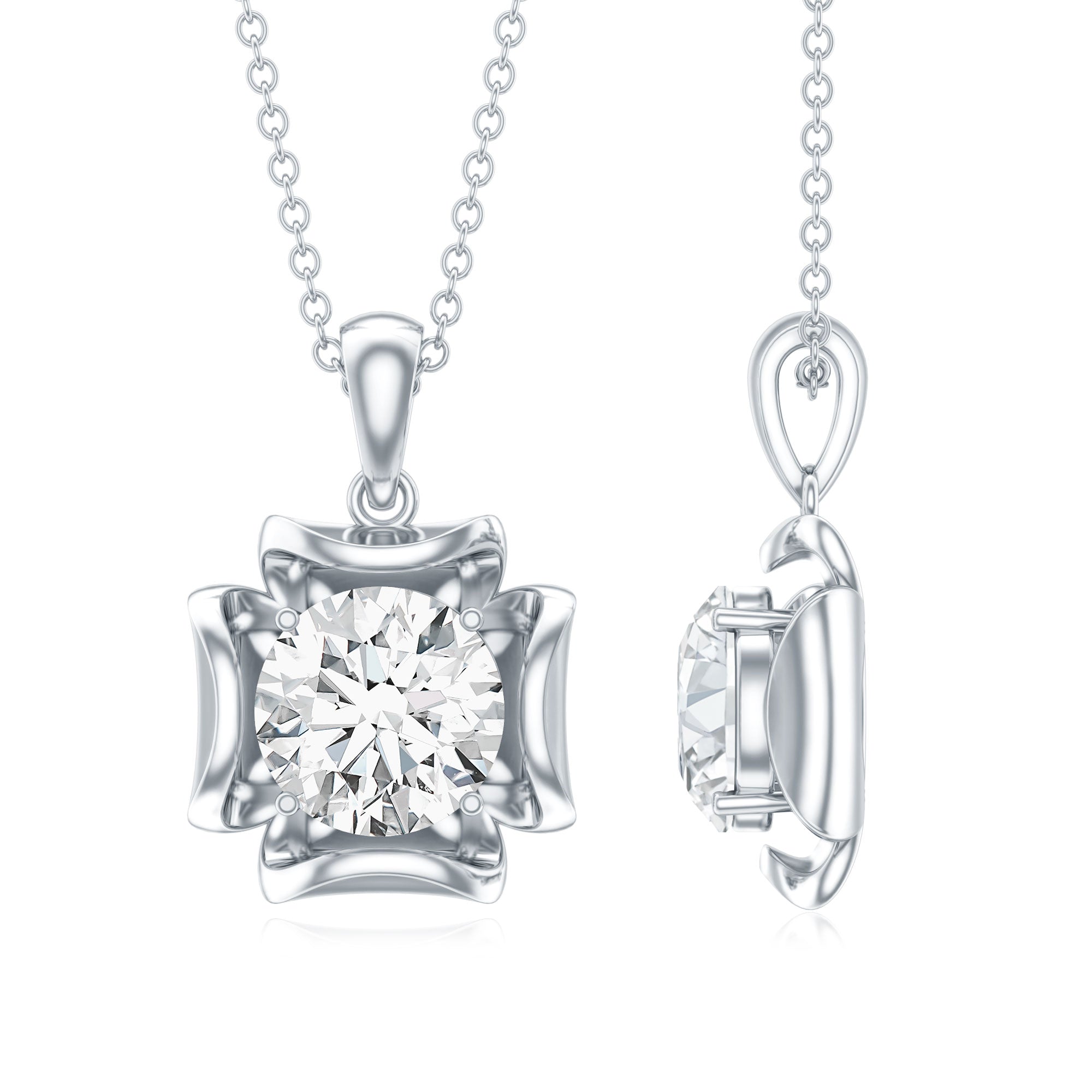 Certified Moissanite Solitaire Pendant in Prong Setting D-VS1 - Rosec Jewels