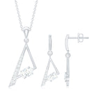 Certified Moissanite Triangle Necklace With Earrings D-VS1 - Rosec Jewels