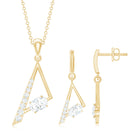 Certified Moissanite Triangle Necklace With Earrings D-VS1 - Rosec Jewels