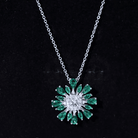 Rosec Jewels-Certified Moissanite Flower Designer Necklace With Lab Emerald