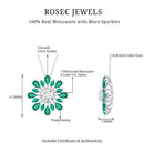Certified Moissanite Flower Designer Necklace With Lab Emerald D-VS1 - Rosec Jewels