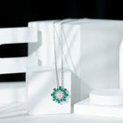Certified Moissanite Flower Designer Necklace With Lab Emerald D-VS1 - Rosec Jewels